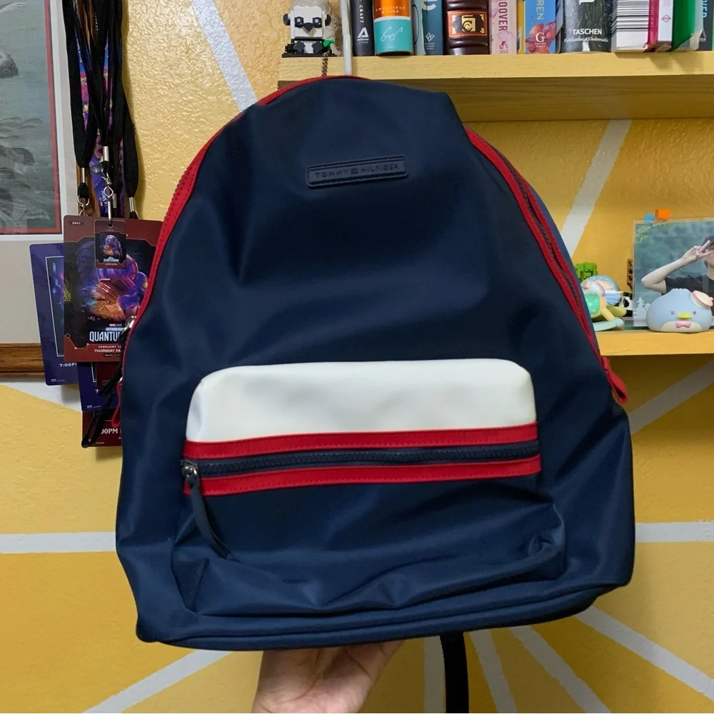 NWT Tommy Hilfiger Nylon Red White & Blue Backpack - Picture 1 of 8